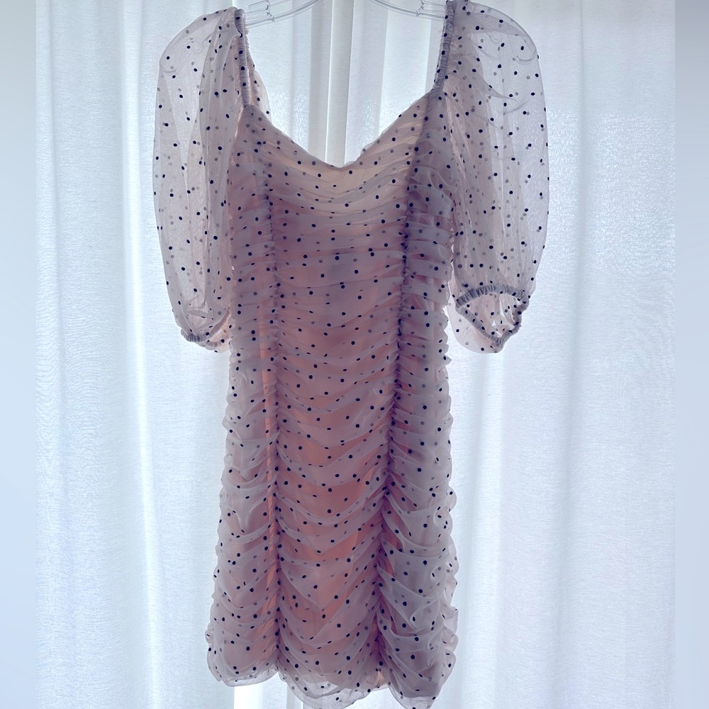 Zara puff sleeve polka dot dress